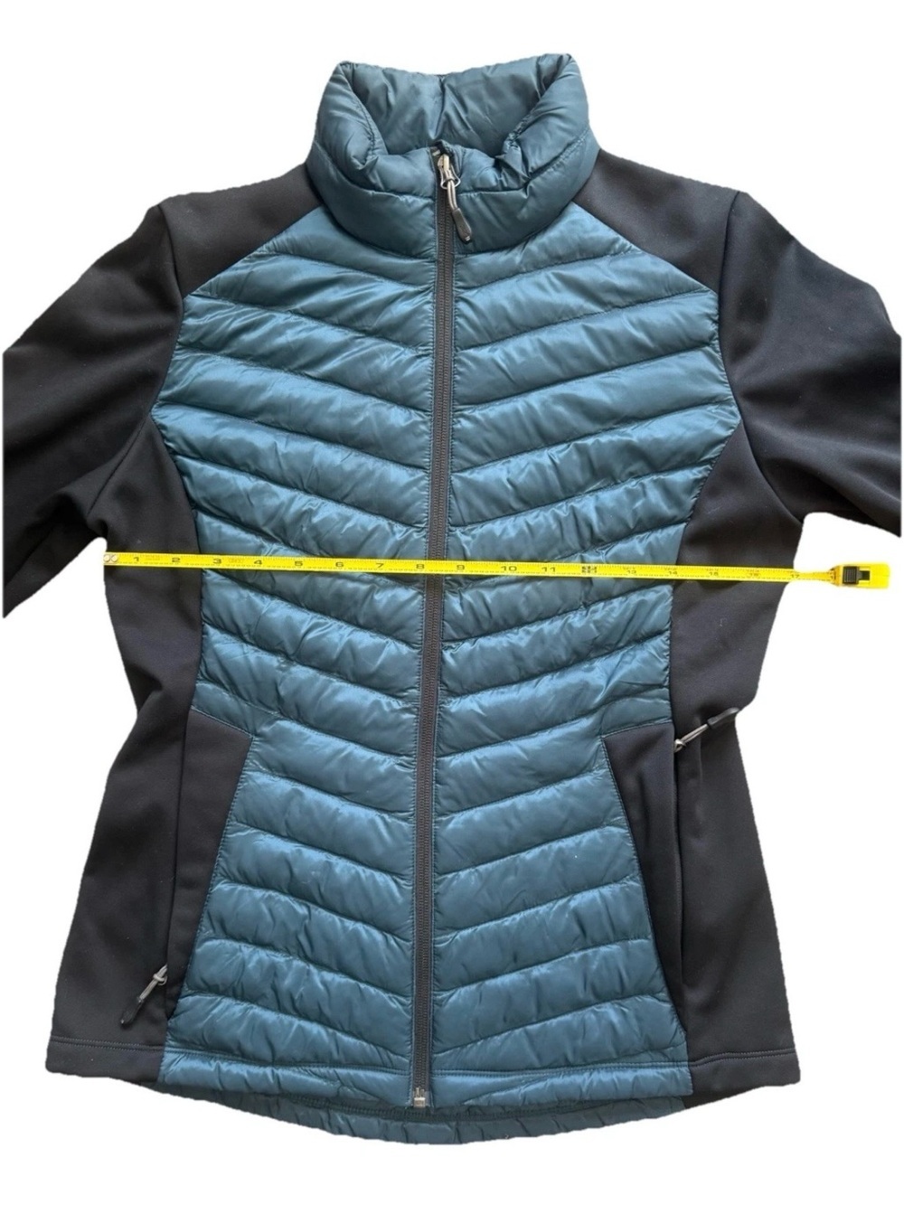 32 Degrees HEAT Women's XS Quilted Hybrid Full Zip Jacket Teal Black EUC - Picture 6 of 10